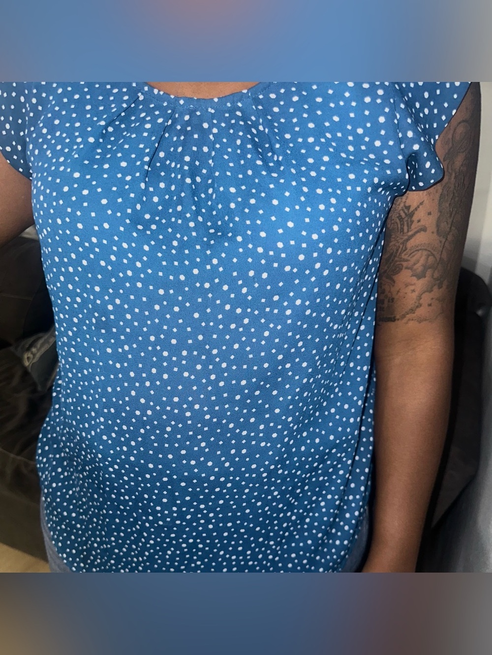 Alice Blue Blue Polka Dot Cap Sleeve Blouse
